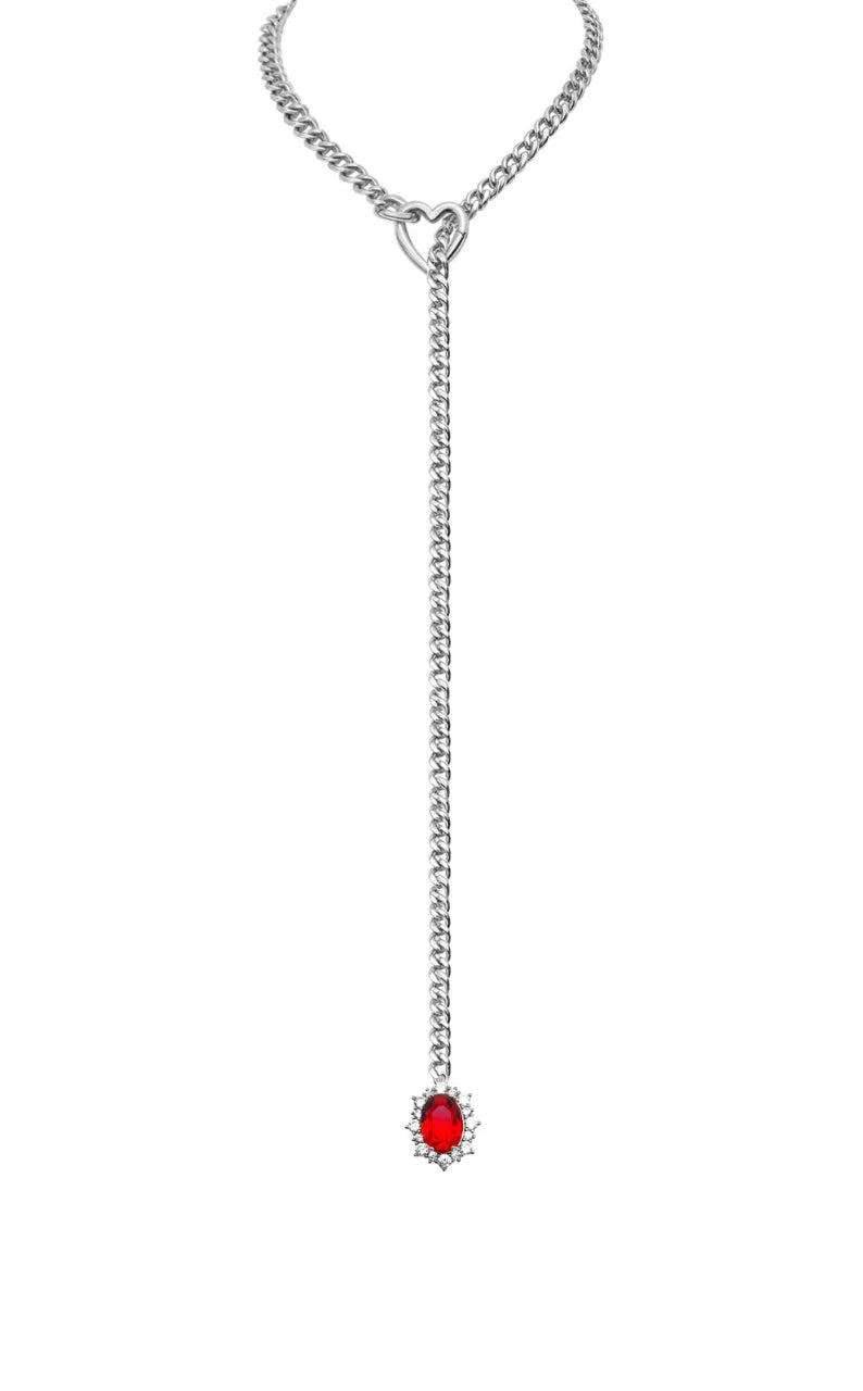 Gemstone Charm Slip Chain Choker
